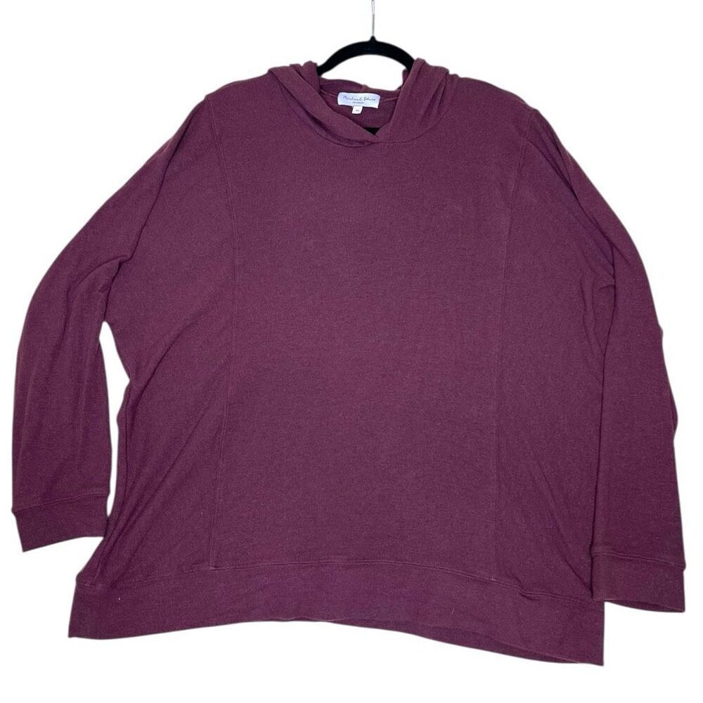 Michael Stars Burgundy Hooded Pullover Top Women’s 2X Soft Stretch Hoodie